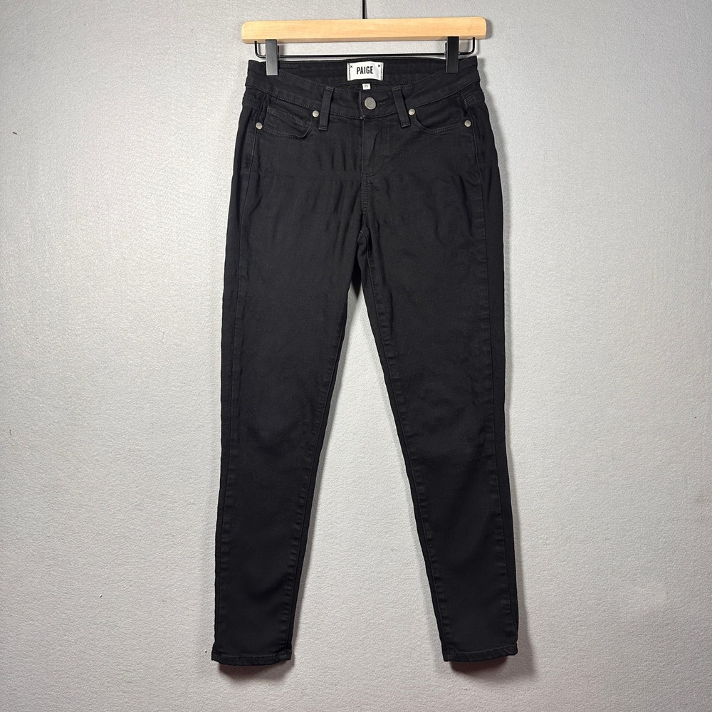 Paige Verdugo Crop Black Skinny Jeans Mid Rise Womens Size 26 Solid Stretch